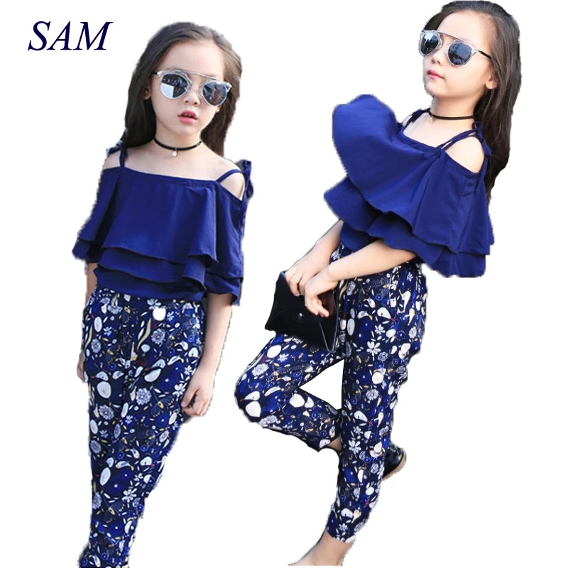 Girls Set Clothes Kids Fashion Top Pant Two Piece Children Summer Suit Girls Boutique Outfits 7 8 9 10 11 12 13 14 Years