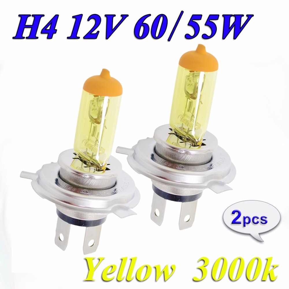 Hippcron Halogen Bulb H4 12V 60/55W Yellow 3000K HeadLight Glass Car Light Auto Lamp 2 PCS(1 Pair)