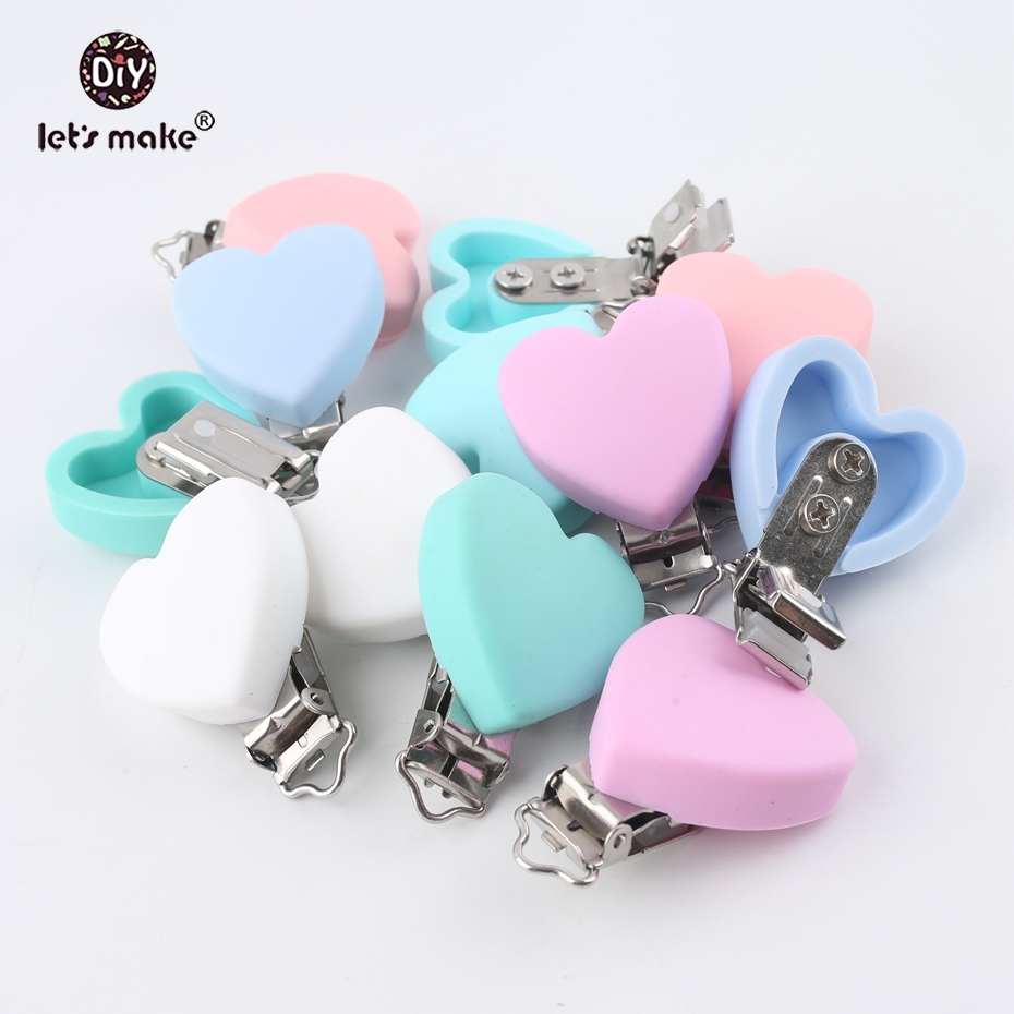 Let's make Baby Teether Pacifier Silicone Heart Clip Ecofriendly 20pc Crafts Dummy Clips Adapters Attachments Silicone Teet