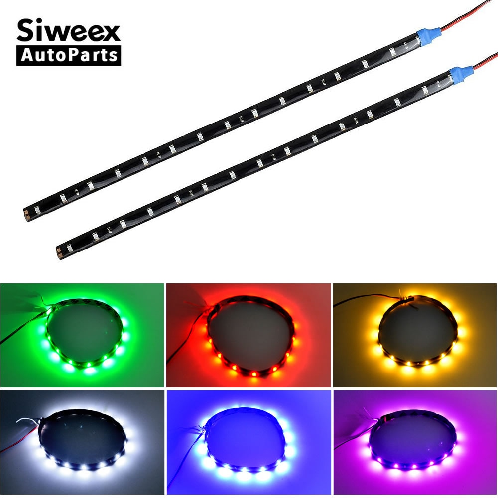 2 Pcs LED Strip 30CM Blue Auto Interior Car Styling Lights DC 12V 15 SMD Waterproof Flexible Motorcycle Bicycle Decorative Lamps