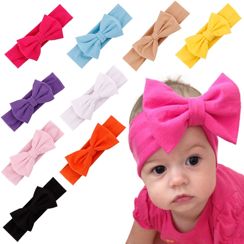 New Baby Girl Cotton Headwrap Big Bow Turban Headband For Newborn Hair Baby Top Knot Headband