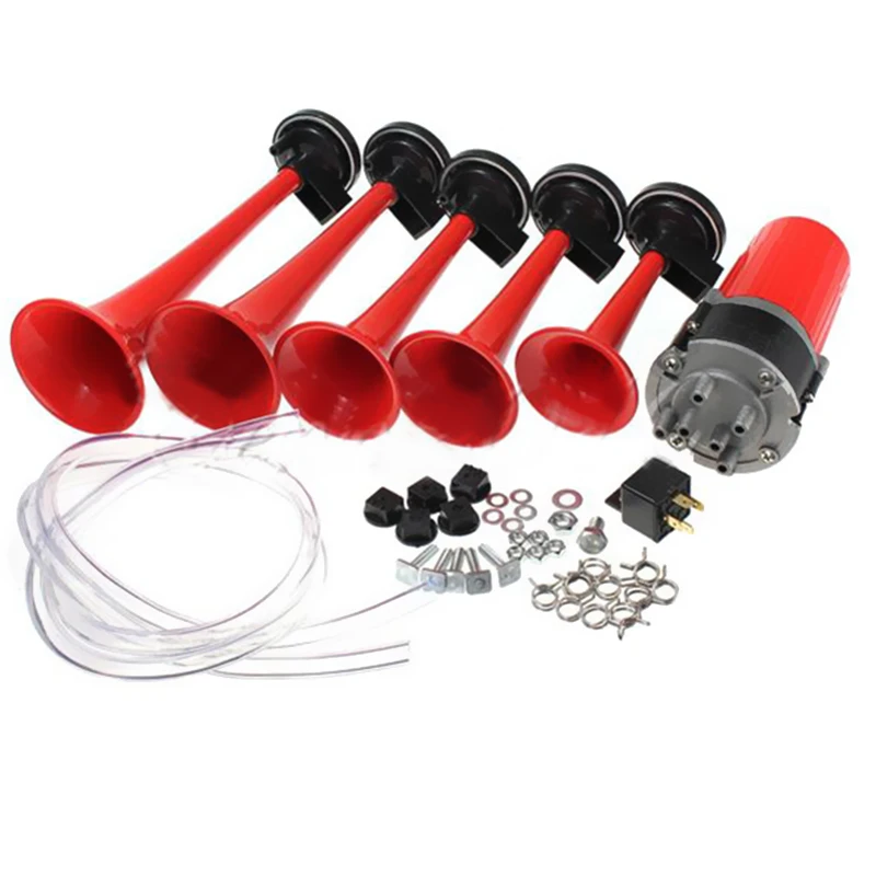 125db 12V 5 Silver/Black/Red Dixie Car Trumpet air horns DIXIE Musical Air Horn Dukes of Hazzard