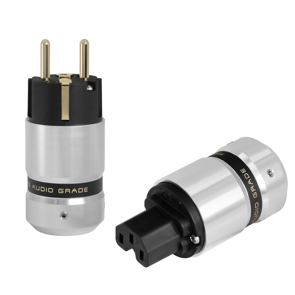 Hi-End Gold Plated Schuko Power plug IEC Connector for DIY Mains power cable