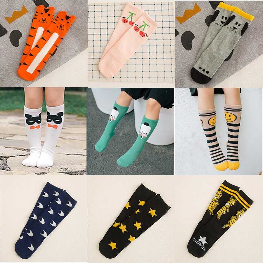 Children Soft Cotton Girls Boys Sock Striped Geometric Catoon Pattern Kids Baby Long Socks Christmas Gift Socks Leg warm