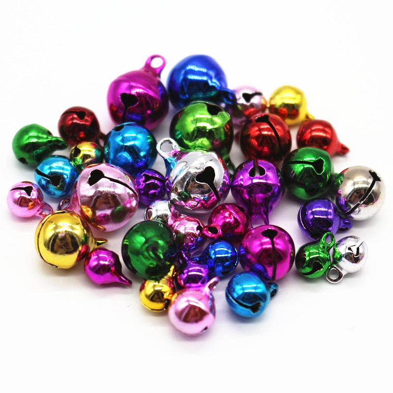 6-12mm Mix Color 200pcs Jingle Bell Small Bells Copper Metal Fit Festival Jewelry Pendants Charm Bead&Christmas Decoration B