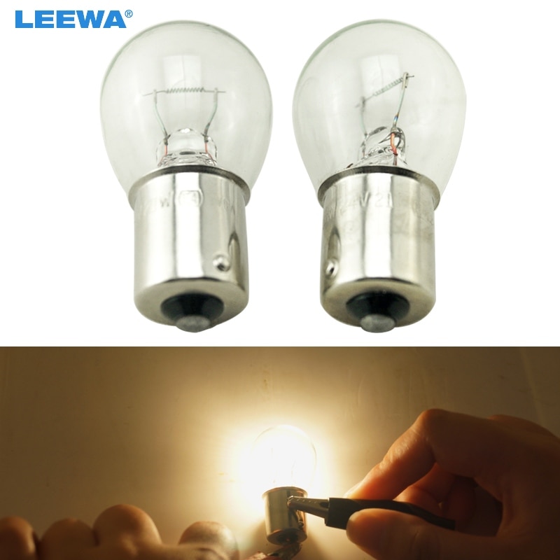 LEEWA 50pcs 24V 1156 BA15S S25 P21W Auto Clear Glass Lamp Turn Tail Bulb Truck Bus Indicator Halogen Lamp #CA1226