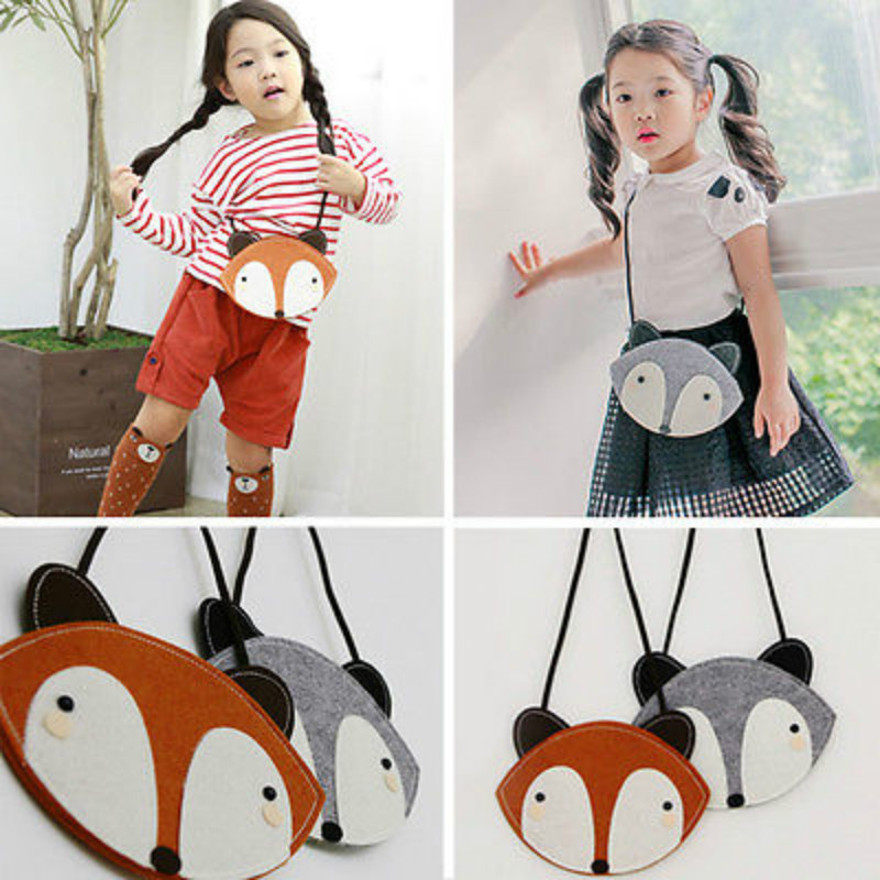 Fox Baby Leisure Messenger Shoulder Bags Kids Girls Casual Handbag Grey Orange