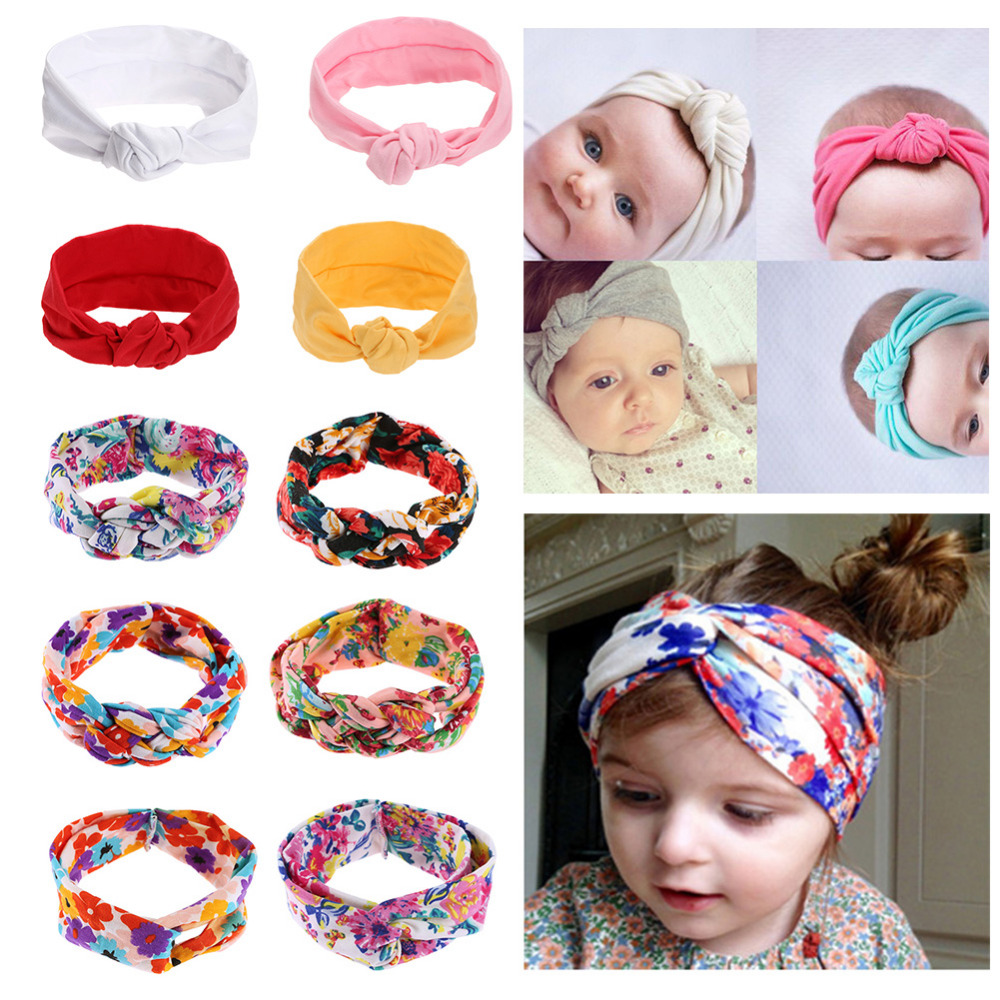 Cotton Children Girls elastic hair bands Baby girls Tie Knot Headband Knitted Turban bows for girl Headbands Hair Accessories