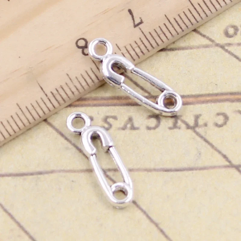30pcs Charms Safety Pin Baby Diaper 19x6mm Tibetan Bronze Silver Color Pendants Antique Jewelry