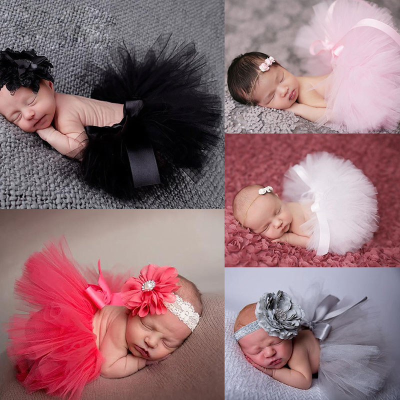 1Set Lovely Newborn Baby Toddler Girls Hairband Tutu Skirt Photo Prop Costume Outfit Cute