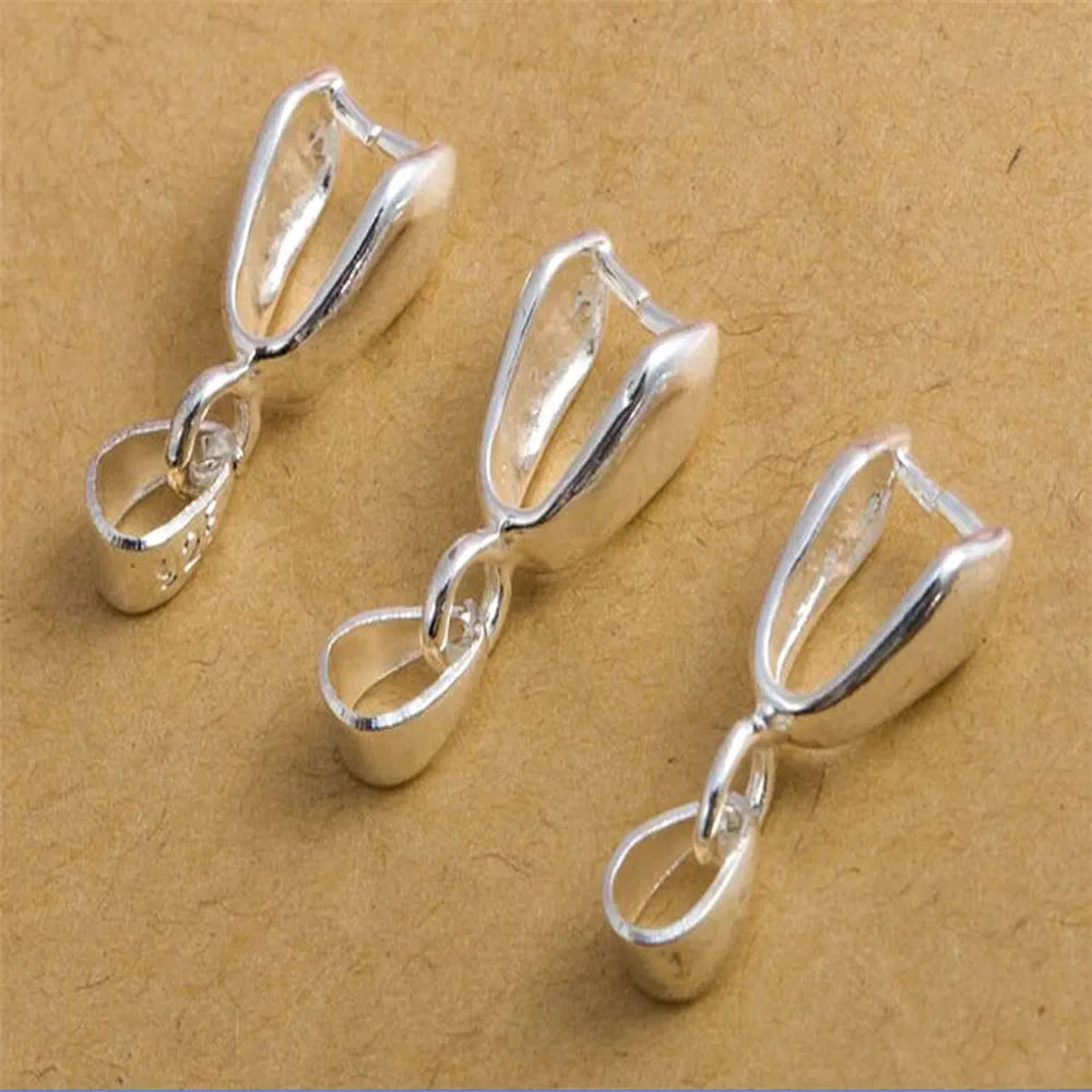925 sterling silver 10PCS Lot Size S-M-L  Handmade Jewelry Findings 925 Stamped Silver Bail