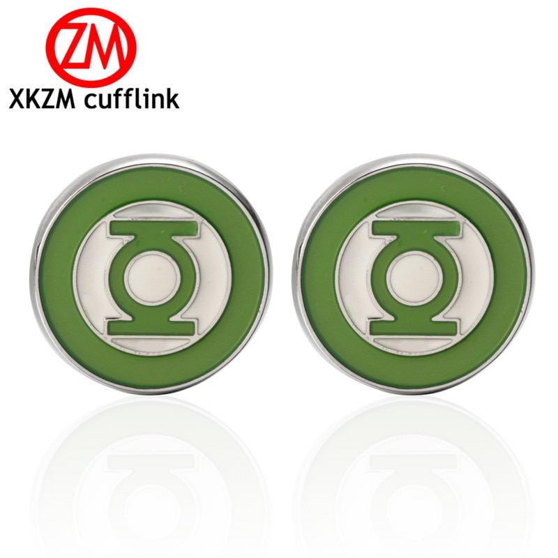 New Arrive Men's Shirt Cufflinks Round Green Lantern Cuff Links For Wedding Party Fashion Simple Men Sleeve Shirt Cufflinks