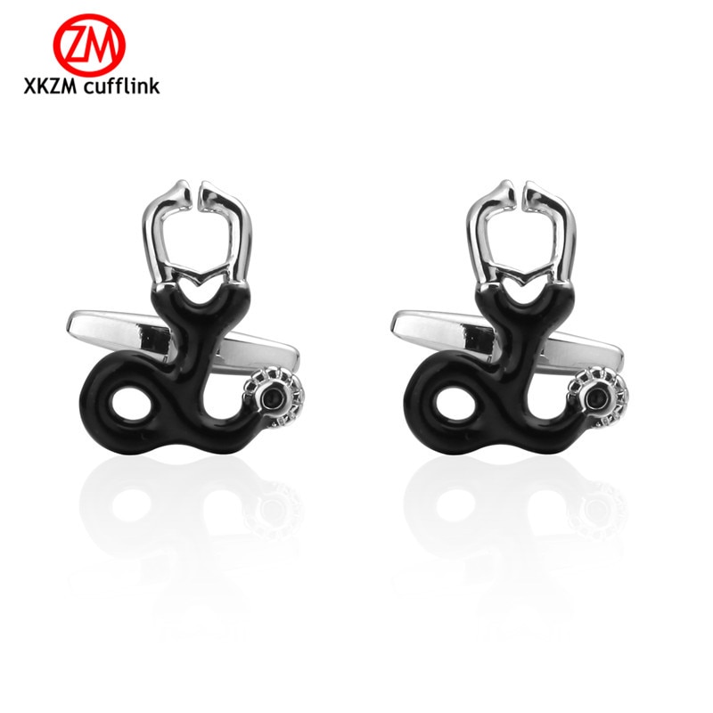 Luxury Men doctor black stethoscope Cufflinks High Quality Lawyer Groom Wedding Cufflinks Mens Shirt Cuff Links French Jewelry