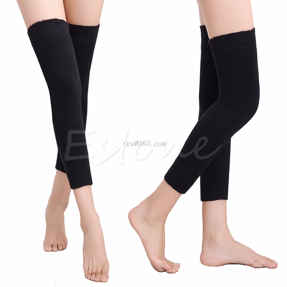 1 Pair New Women Men Warm Cashmere Wool Knee Warmers Leg Thigh High Socks Pad