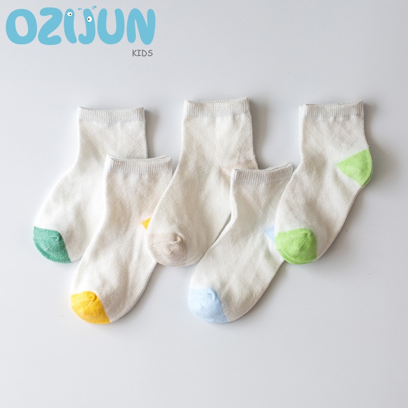 2021 New Spring Summer 1-3/3-5/5-6Y Kids thin Cotton Baby Boys Girls Sport Children's Style Student Socks 5 Pair/lot socks