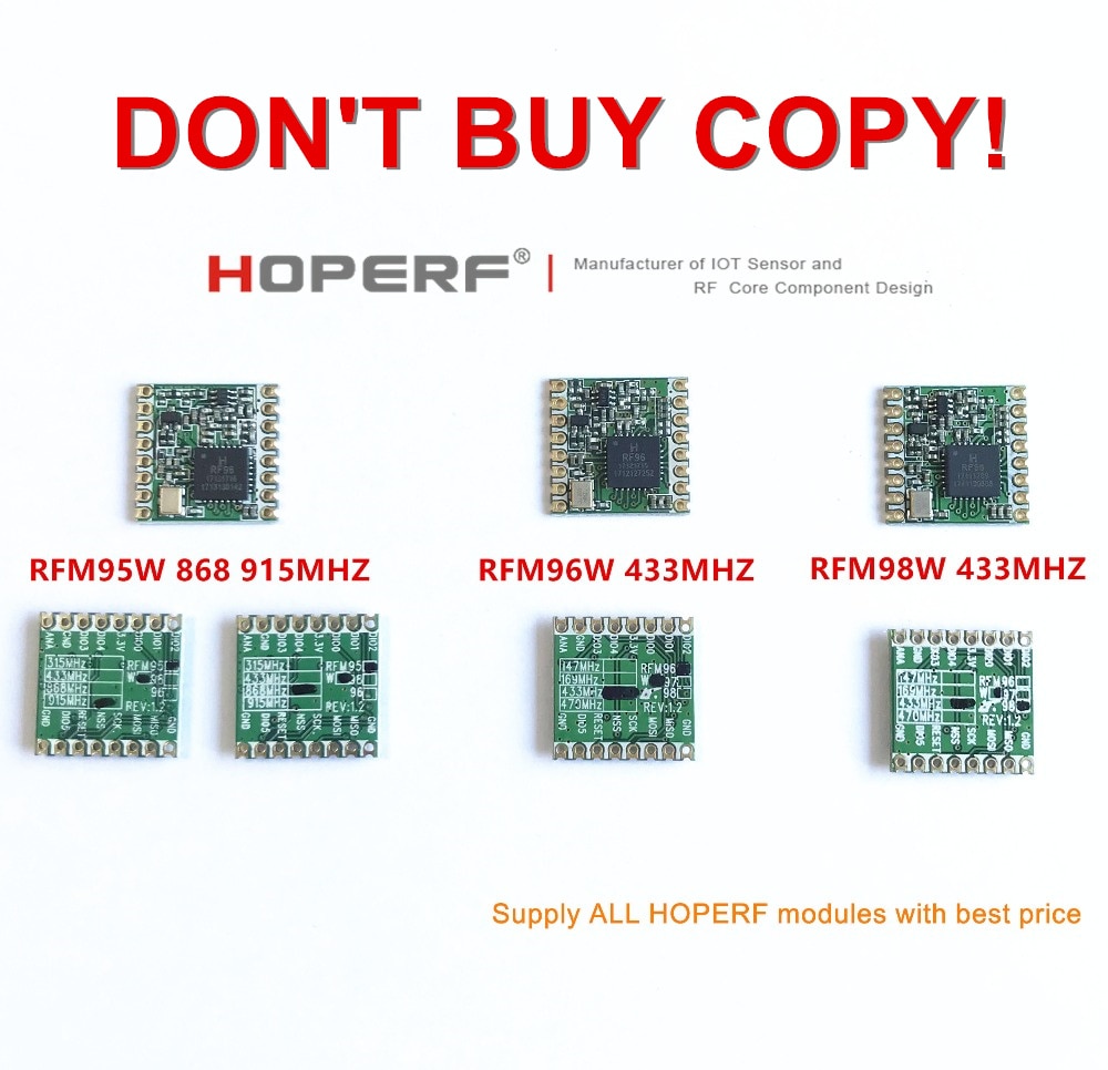 RFM95 RFM95W RFM96W RFM98W wireless transceiver module HopeRF ORIGINAL FCC / ROHS / ETSI / REACH Certificated Reel & Tape