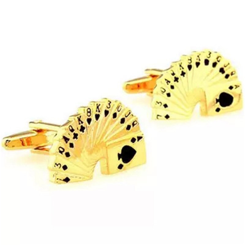 Free Delivery Golden Poker Cufflinks High Quality Lawyer Father's Day gift Cufflinks For Mens Shirt Cuff Links French Jewel