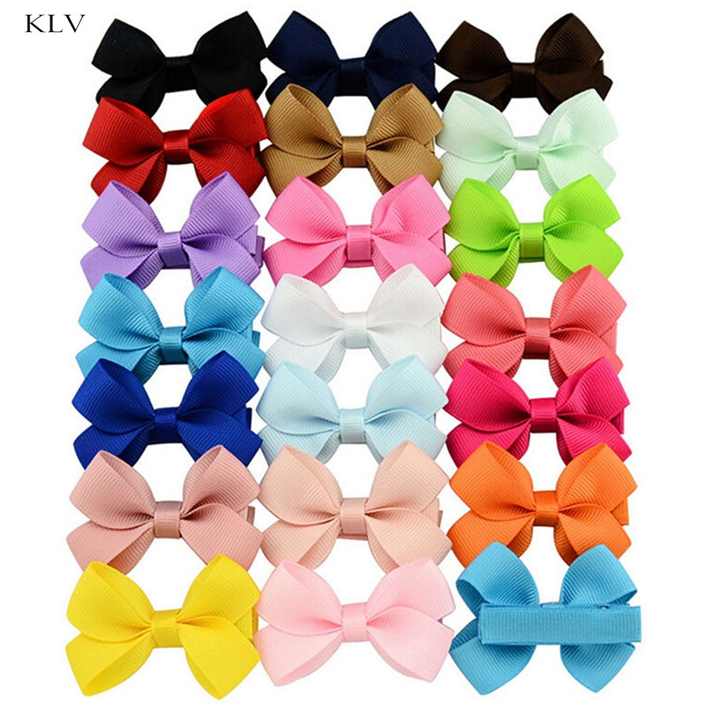 20Pcs Cute Hair Bows Boutique Alligator Clip Grosgrain Ribbon For Girl Baby Kids