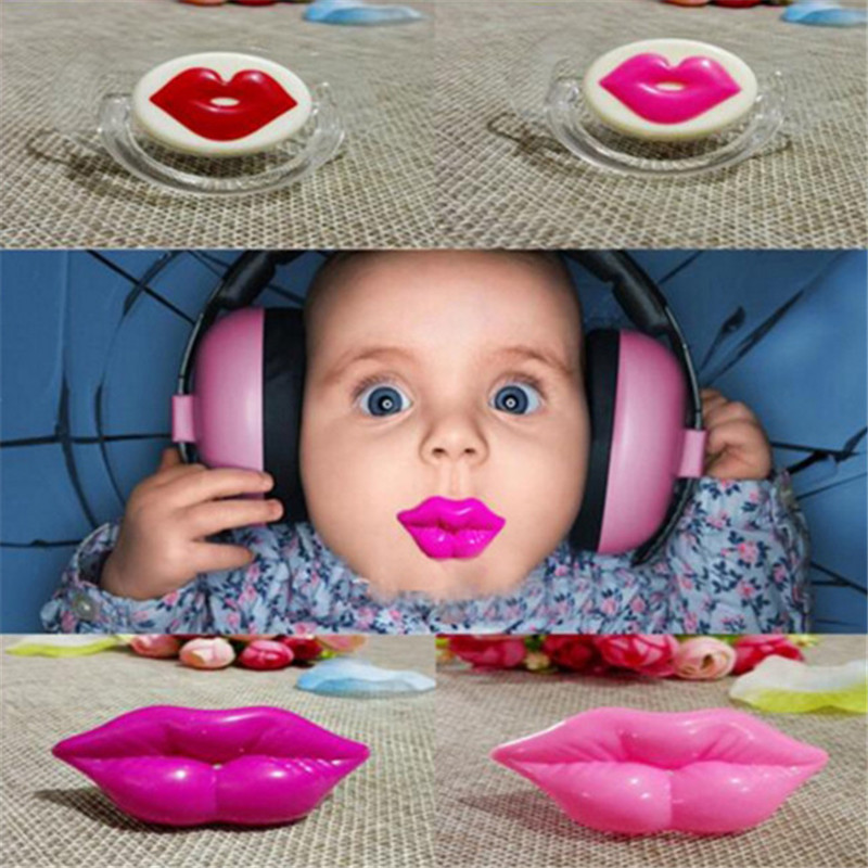 1PC Baby Red Lips Kisses Bottle brush Silicone Funny Nipple Joke Prank Toddler Teeth Baby feeding product CX896270
