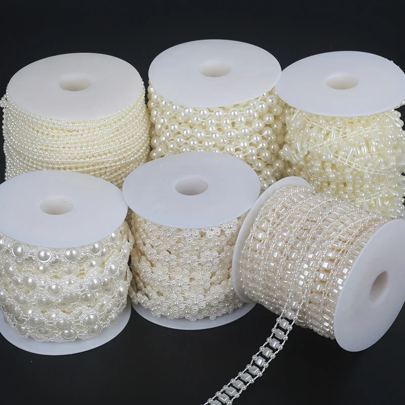 3-16MM Fishing Line Artificial Pearl Beads Chain Garland Flowers Plastic Beads for Wedding