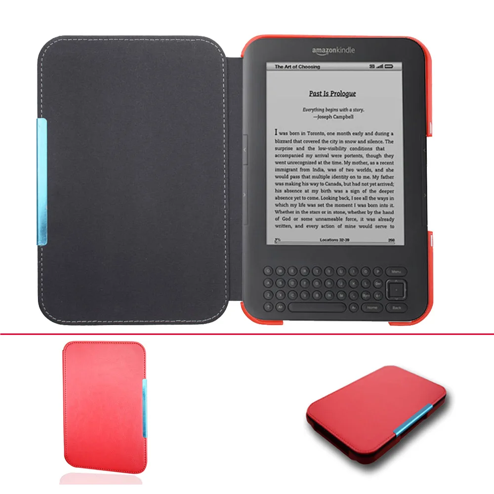 Ultra Slim Leather Cover Case For Capa Amazon Kindle 3 3rd Gen Keyboard Ereader Kindle3 Flip Folio