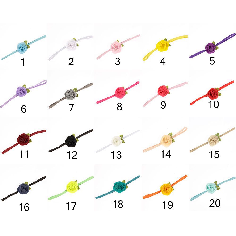NISHINE 20pcs/lot Newborn Baby Headbands Leaves Rose Roll Children Accessories Elastic Non-woven Hair Band Hair Accessories
