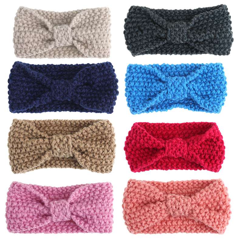 1Pc Baby Knit Crochet Bow Headband Princess Hair Bands Winter Warm Kid Infant Headwear Children Hair Accessories Girls Headdress