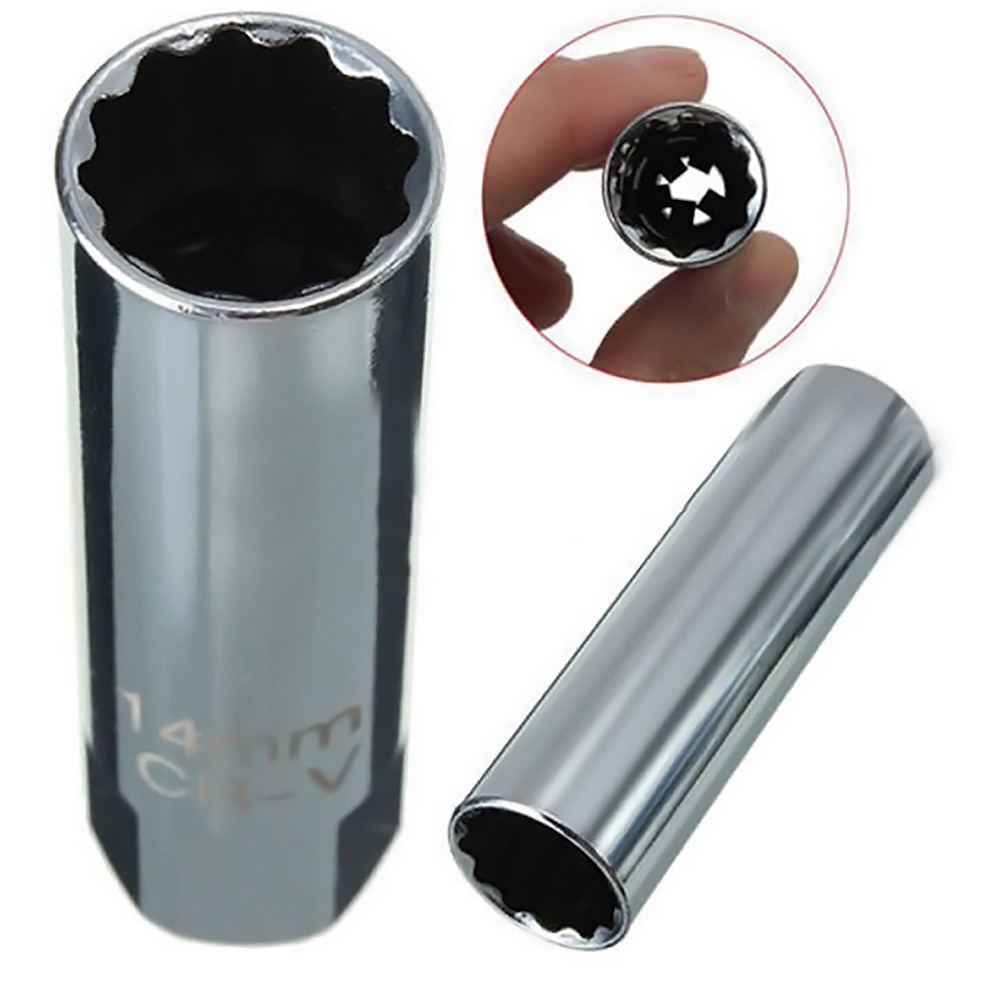 14mm 12 PT Point Remover Wrench MINI Spark Plug Socket Thin Wall 3/8" Drive For BMW For Mercedes For Toyota For Peugeot