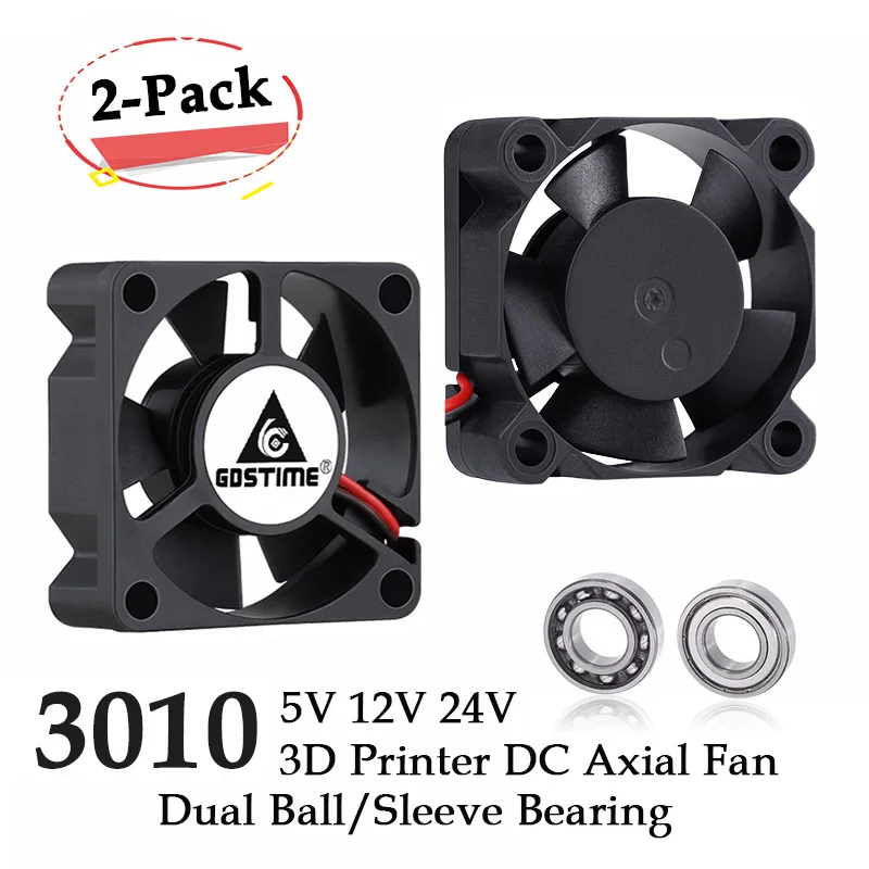 2PCS Gdstime Dual Ball Bearing DC 24V 12V 5V 3cm 30mm 30x30x10mm 3010 Brushless Mini Cooler Cooling