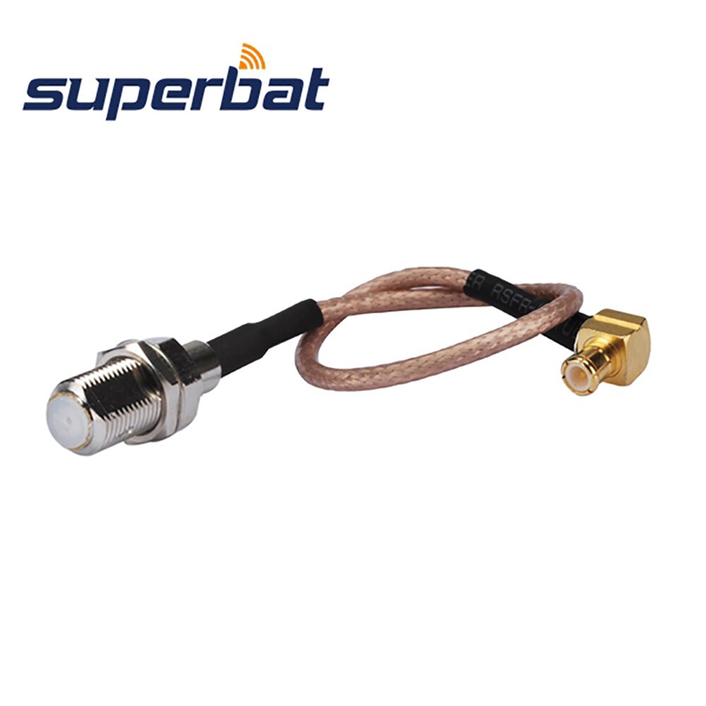Superbat F Bulked Female to MCX Right Angle Male Pigtail Cable Antenna Feeder Cable Assembly RG316 30cm