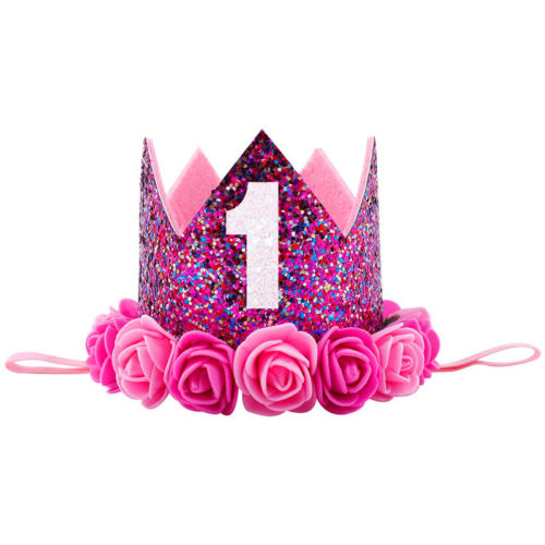 Princess Newborn Headband Gold Birthday Crown Flower Tiara Headband for Kids Party Headwear Hair Bands Easter Accessories Gift