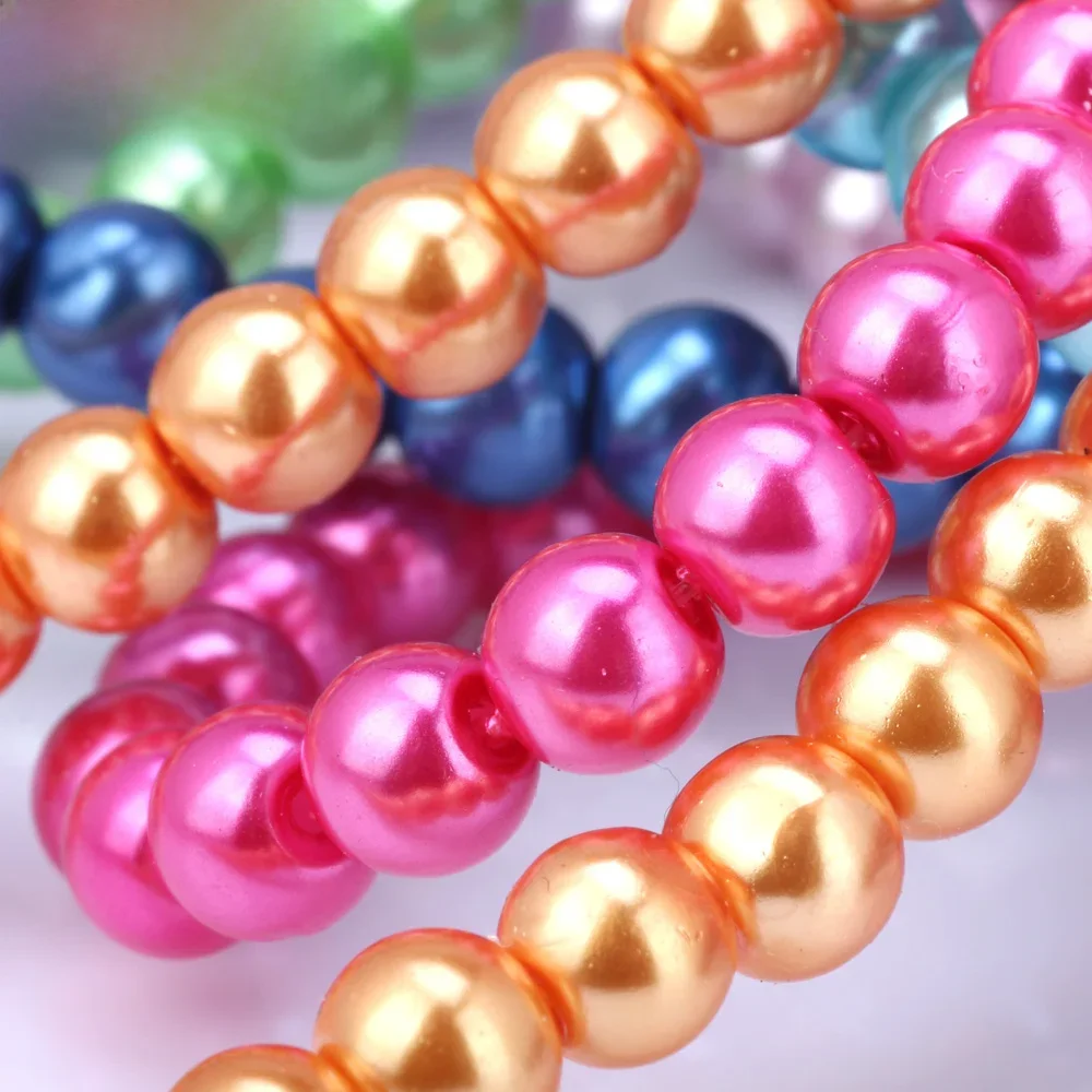 OlingArt 10MM 20pcs/lot Glass Beads Round Imitation Pearl Bracelet DIY Earrings Charms Necklace for