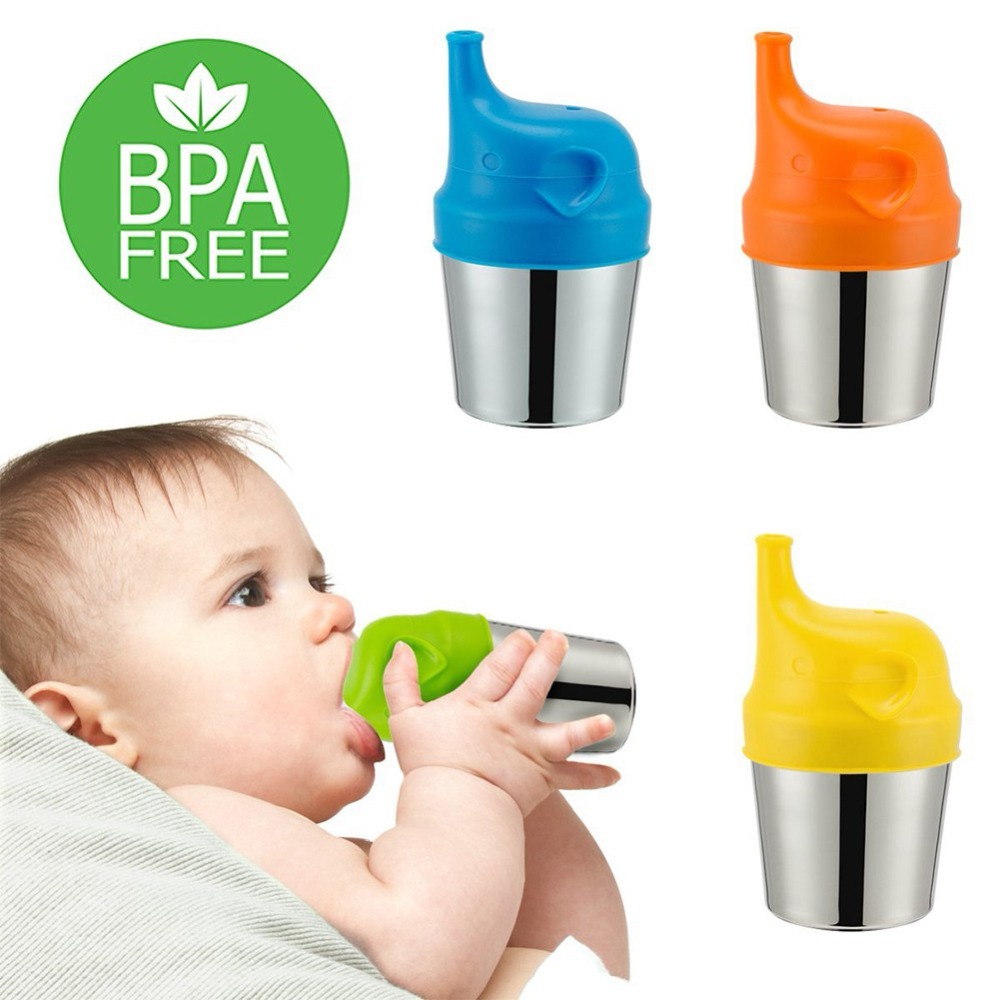 Baby Drinkware Stainless Steel Sippy Cups For Toddlers & Kids With Silicone Sippy Cup Lids Solid Feeding Cup