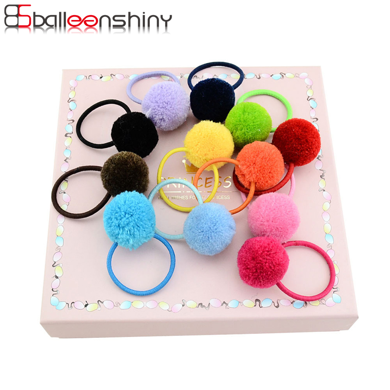 BalleenShiny 12Pcs/lot Children Girls Hair Ball Headrope Cute Fashion Hot Sale New Arrival Baby Elastic Hair Bands Rubber Band