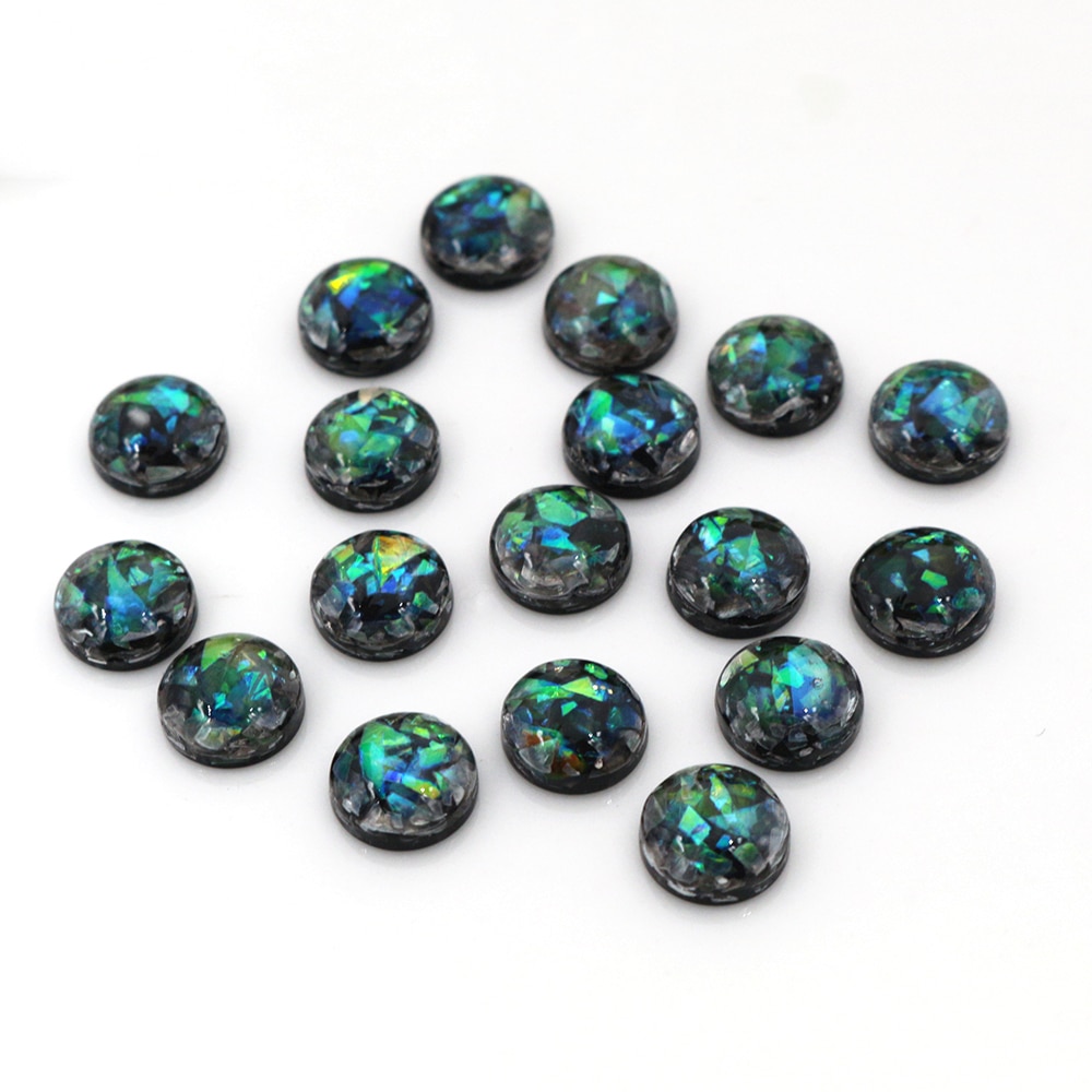New Fashion 8mm 40pcs/Lot Black Color Built-in metal foil Flat back Resin Cabochons Cameo V7-10
