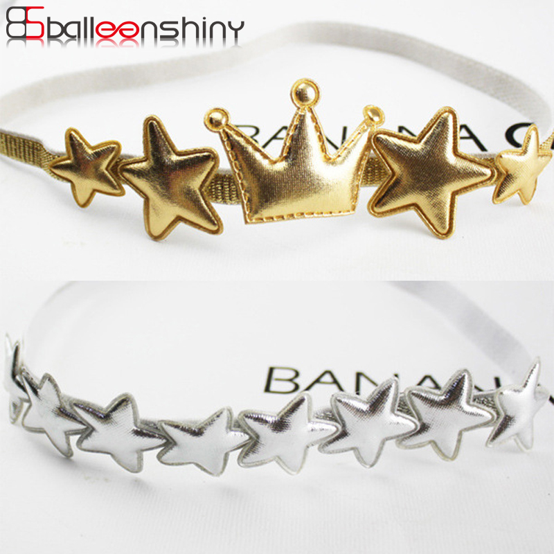 BalleenShiny Star Crown Headband Golden Baby Girls Fashion Glitter Hair Band Children Cute Hair Accessories Photo Props Bandeau