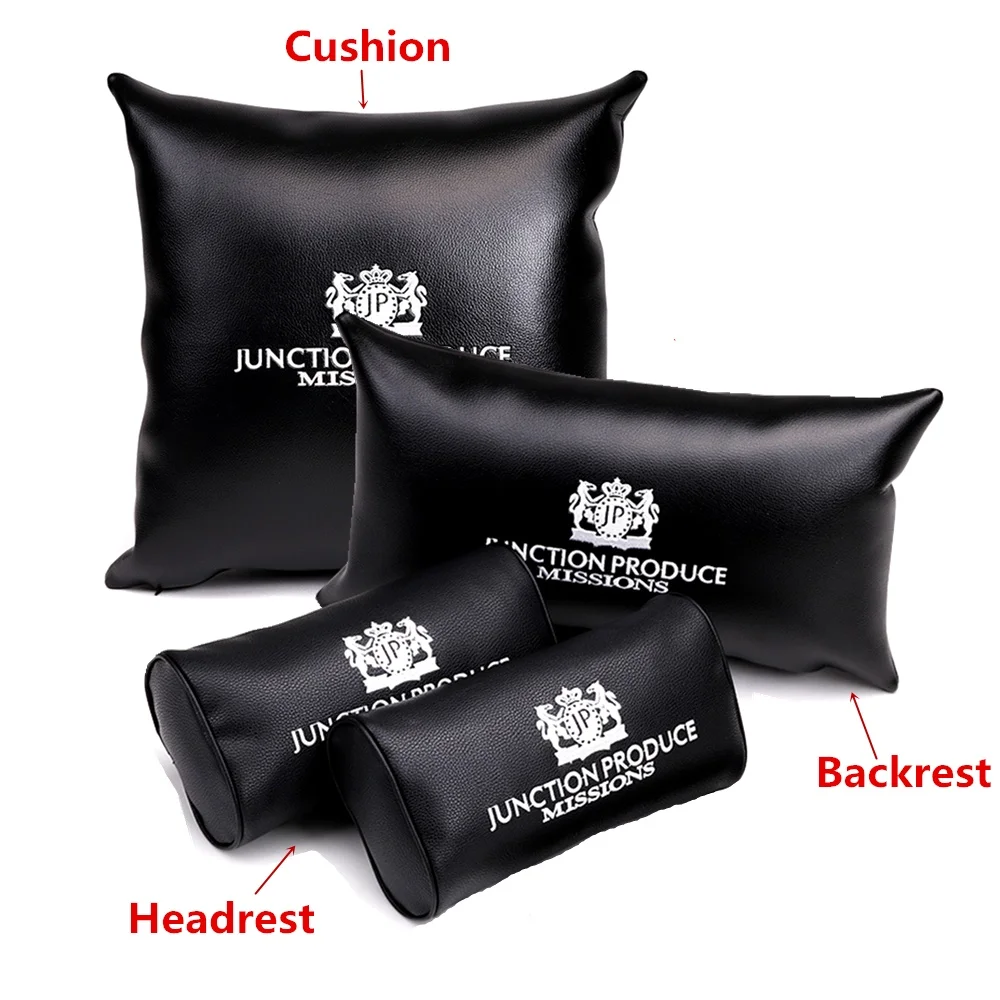 JP Pillows Junction Produce Black White Great Leather Neck Pillow Bolster Hold Throw Cushion Auto