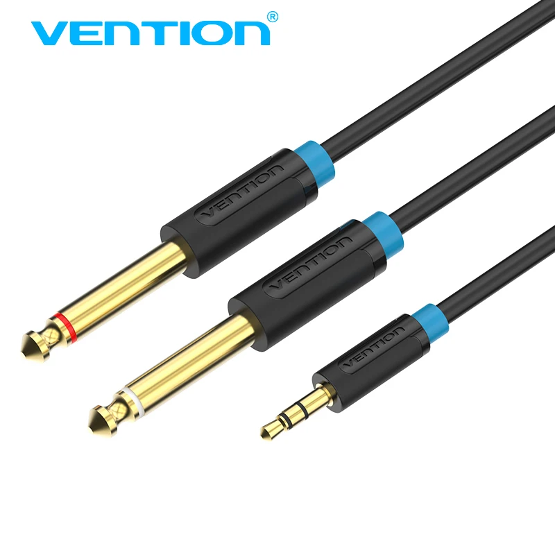 Vention Audio Cable 6.35mm Male 1/4" Mono Jack to Stereo 1/8" Jack 3.5mm to Dual 6.5mm Aux Cable for