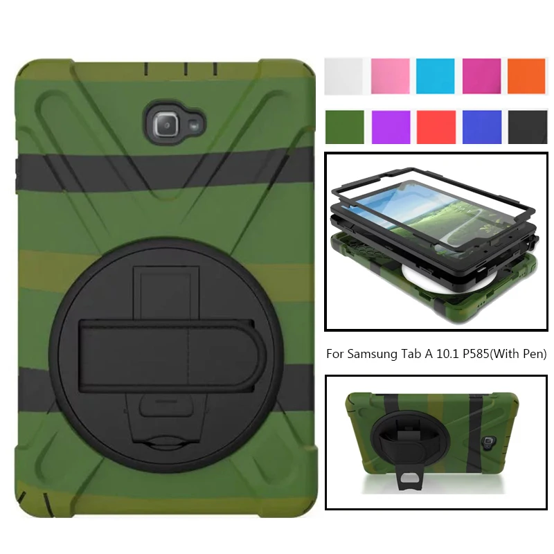 Amor Heavy Duty case For Samsung Galaxy Tab A 6 A6 10.1 P580 P585 S-Pen Tablet case Silicone +PC
