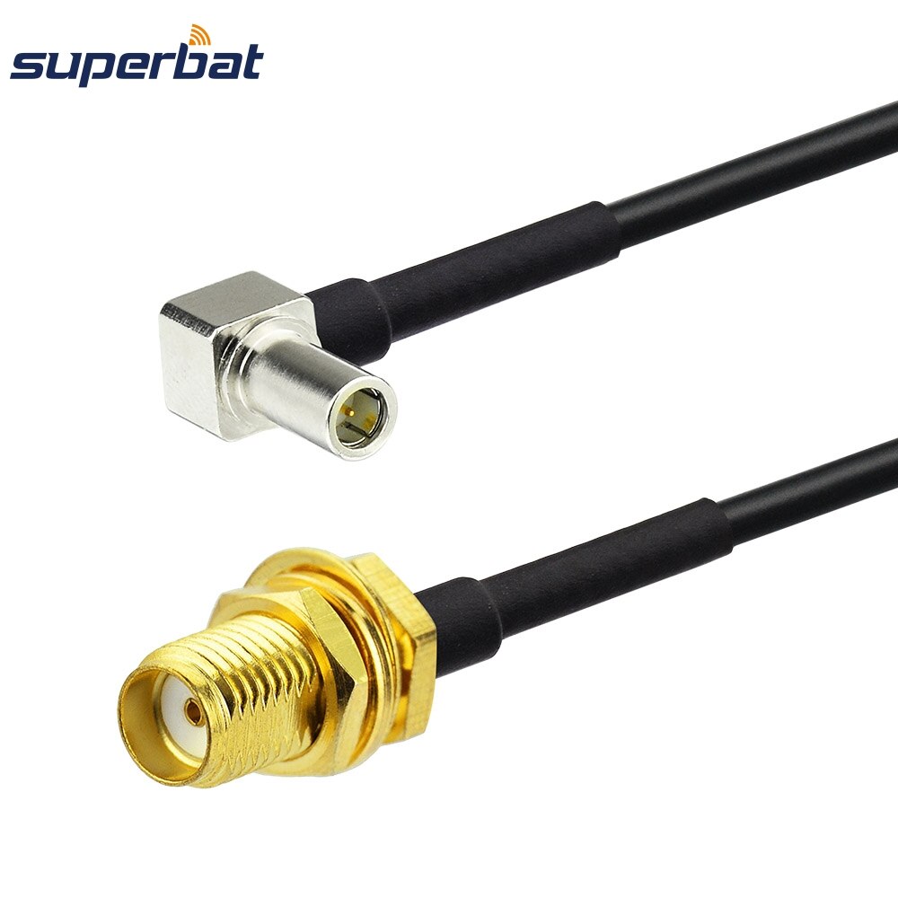 Superbat SMA Female Bulkhead Straight to MS-147 Male Right Angle Pigtail Cable RG174 6" for Antenna Wireless