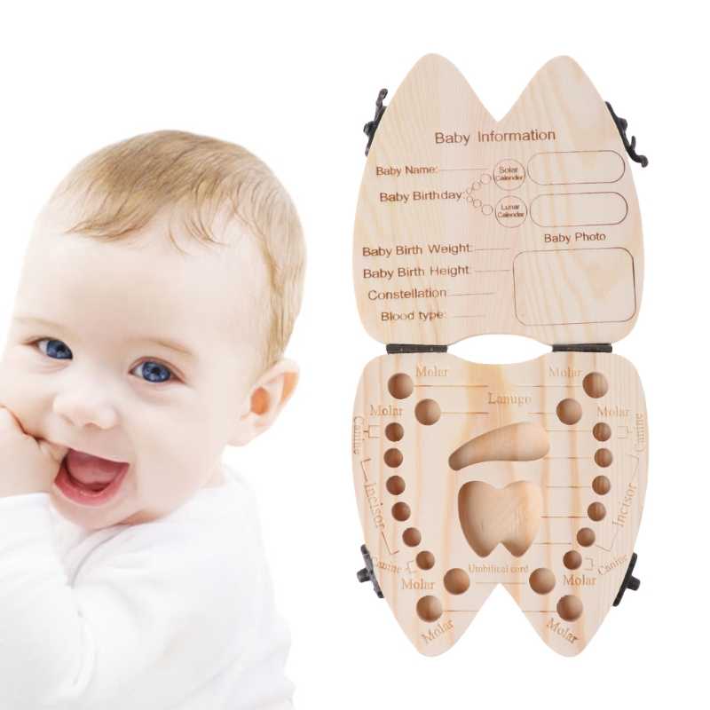 2018 New Baby Tooth Box Wooden Milk Teeth Organizer Storage Boys Girls Save Souvenir Case