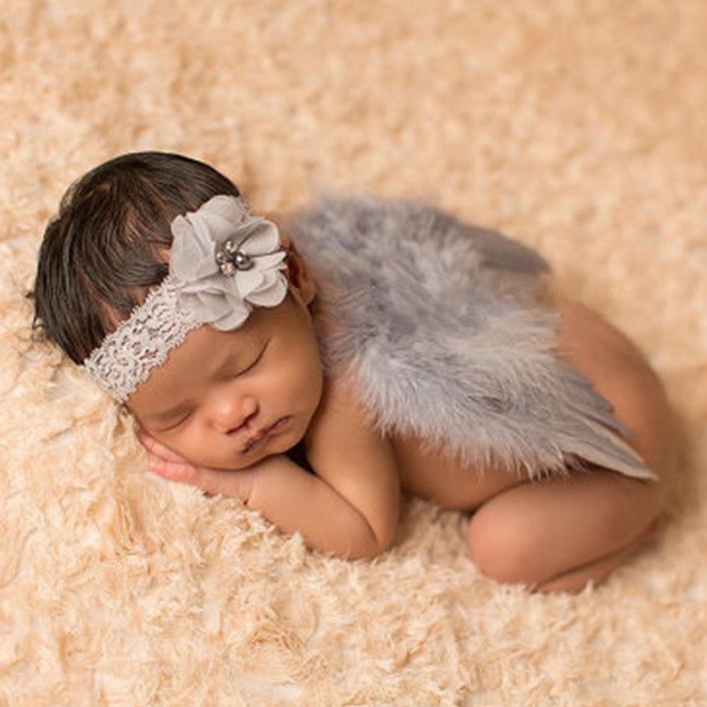 Cute New Born Photography Props Boys Girls White Angel Wings Baby Photography Feather Wings Girls Hair Accessories 0-12Months