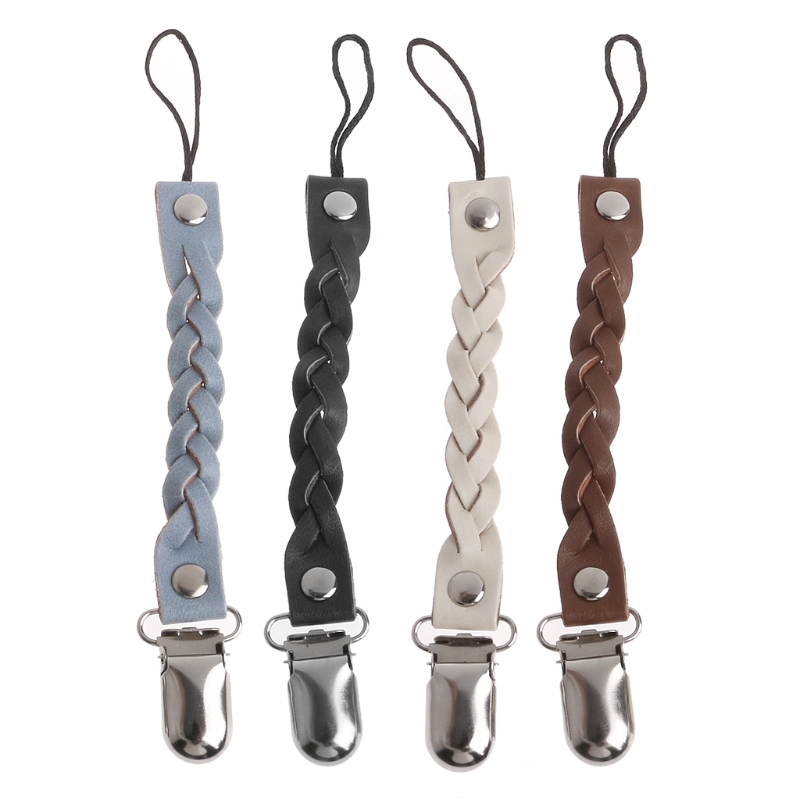 2018 New Baby Pacifier Chain Baby Toddler Dummy Pacifier Leather Soother Nipple Clip Chain Holder Strap 17.5cm Feeding