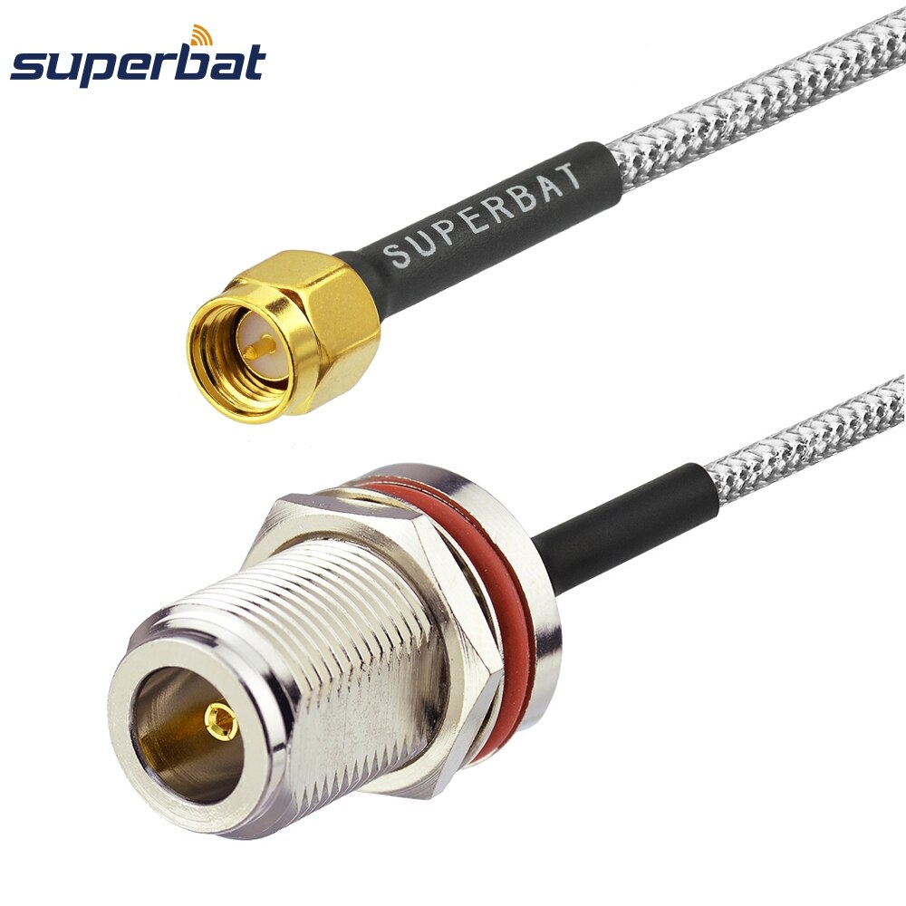Superbat N Female Bulkhead O-ring to SMA Male RF Connector Pigtail Semi-Flexible Cable RG402 0.141 for 3G Wi-Fi Anetnna