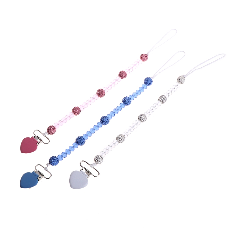 2018 New Baby Pacifier Chain Bling Crystal Hand Made Pacifier Clips Soother Chain Dummy Soother Nipple Leash Strap Feeding