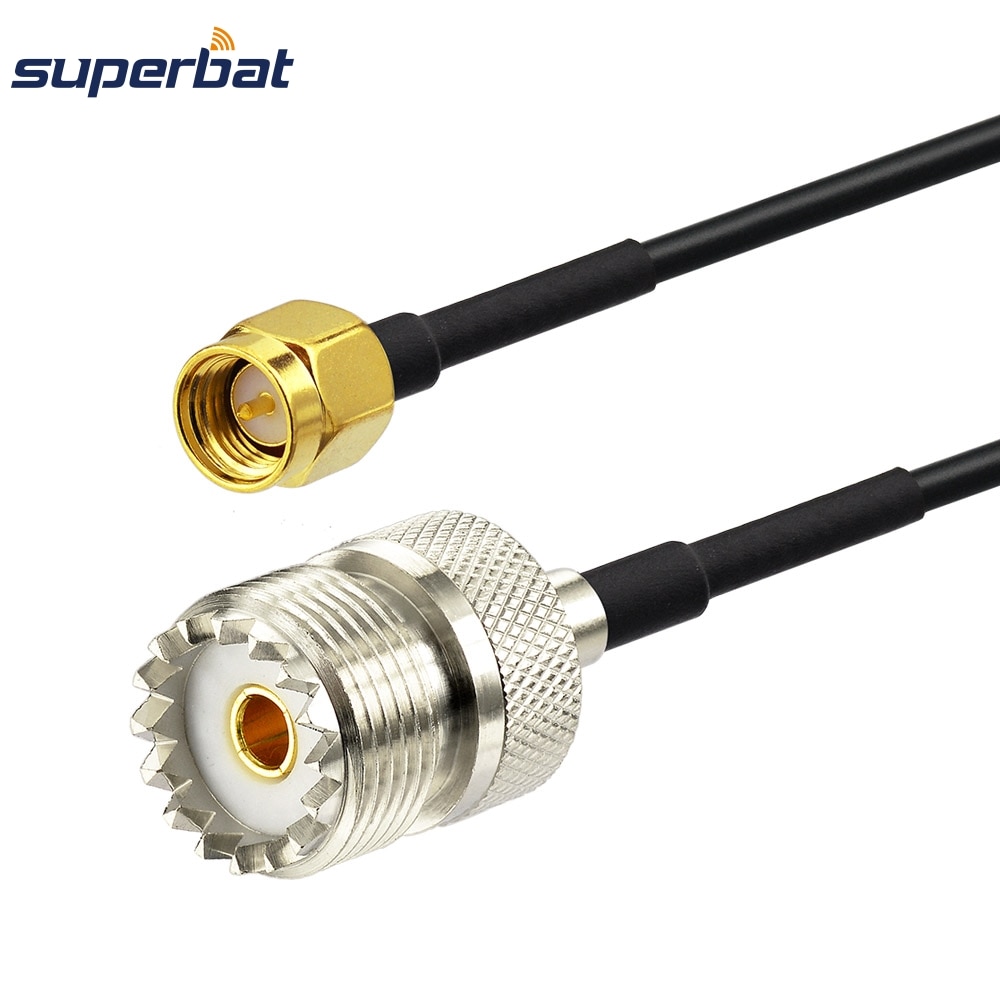 Superbat UHF PL259 SO239 Female to SMA Male Connector Pigtail RG174 Antenna Extension Cable 15cm for Wireless