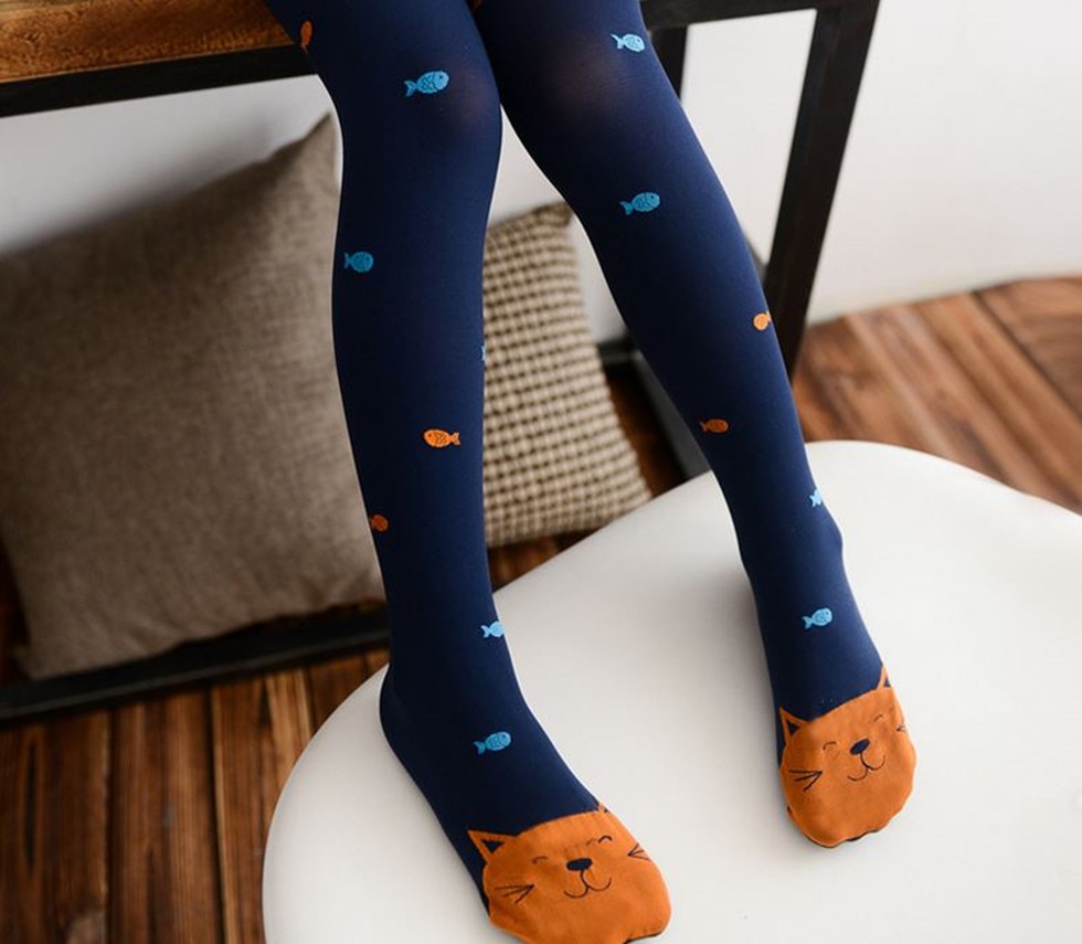 Autumn Spring children girls tights Velvet candy colors Cute Cat Fish Tights for baby kids Girls Pantyhose Stocking