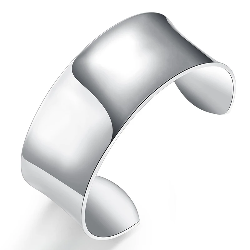 New Arrival Pure 925 Sterling Silver Bangle Bracelets Women Smooth Open Bracelet Fashion Jewelry