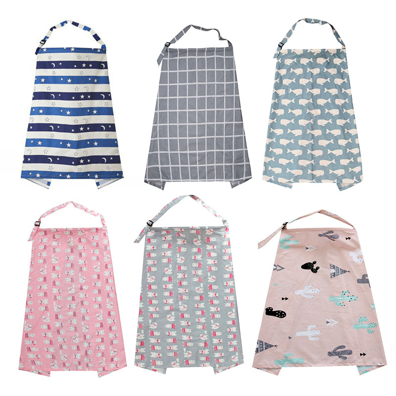 Fashion Baby Feeding Nursing Covers Mum Breastfeeding Nursing Poncho Cover Up Cotton Adjustable Neckline Cover