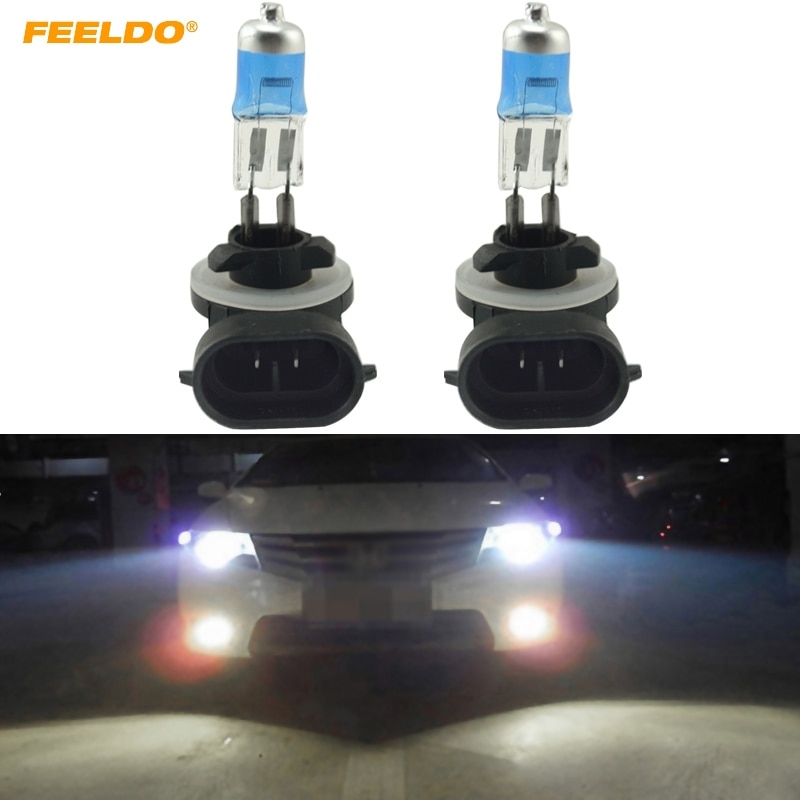 FEELDO 2Pcs White Auto 881 27W Car Fog Lights Halogen Bulb Headlights Lamp Car Light Source Parking #MX2243